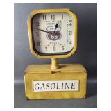 Retro Route 66 Gas Pump Table Clock Yellow