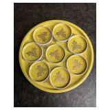 MCM TOLEWARE YELLOW METAL GRAPE SERVING TRAY W/ 8