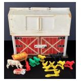 1967 Fisher Price Barn w Farm Animals. Door makes