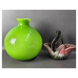 Vtg Hull Pottery Basket Leaves & Berries & Lime