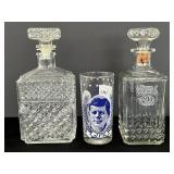 Pressed Glass Glass Decanters & JFK Tumbler