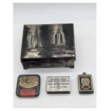 VTG CHICAGO DRESSER BOX & VTG MINI TIN MATCH BOX