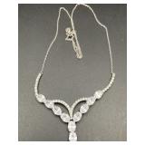 RHODIUM OVER STERLING SILVER NECKLACE W/ FAUX