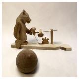 Handcrafted Wood Bear w/Stick ?  Russia