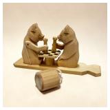 Bears w/ Checkerboard Handcrafted in Russia