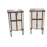 Mirrored Night Stands with Gold Tone