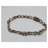 Sterling Silver Multi Gemstone Bracelet 925