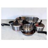 VTG  RevereWare Pots w/ Lids & 2 Skillets The
