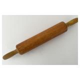 Vintage Danish Wood Rolling Pin Yellow Handles
