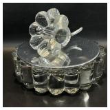 Vintage Heisey Glass Dish w/ Flower Handle Lid