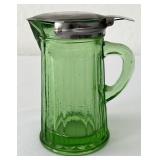 Green Depression Glass Syrup Pitcher Dispenser