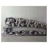 Vintage Ebony Elephants Wood Carving