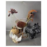 Rooster Metal Basket Scottie Dog + Home Decor