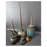 Collection of Vintage Metal Oil Cans