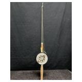 VINTAGE ICE FISHING ROD & PFLUGER REEL W/ COLOR