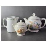Vtg. Porcelier Teapots & Edwin Knowles Pitcher