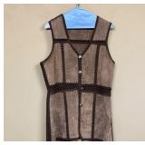 VTG 70ï¿½s Hippie Suede Crochet Button Front Vest