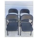 4 NOS METAL FOLDING CHAIRS 3 STILL IN PLASTIC