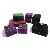 Pier One Trunket Boxes Crushed Velvet Embroidery