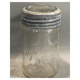 VINTAGE IMPROVED GEM PINT JAR W/ GLASS & ZINK LID