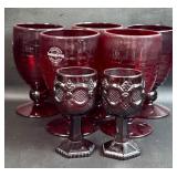 5 Ruby Red Southern Living Goblets w/ 2 Avon Ruby