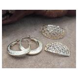 2 - Pair 14K Gold Earrings - One Post Missing 2g