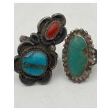 VINTAGE TURQUOISE & CORAL RINGS