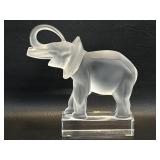Lalique Frosted Crystal Elephant , Chip on Ear ,
