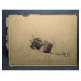Antique Original Charcoal Sketch Art , Signed