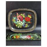 2 VTG Hand Painted Russian Toleware Pieces Shows