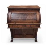 Victorian Rosewood Burled Walnut Cylinder Desk