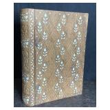 CARVED WOOD STORAGE BOOK BOX W/ INLAID FLORAL