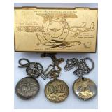 3 POCKET WATCHES DAD, EAGLE & DEER WHICH HAS