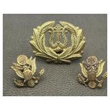 WWII Army Officer & Army Musician Cap Badges