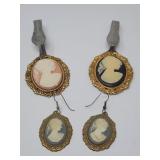 Vtg Cameo Earrings Etc