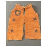WESTERN KIDï¿½S LEATHER  COWBOY CHAPS W/ FRINGE