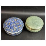 Pair of Trinket Boxes one is Stone/ One Porcelain