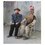 Two Manniquin Farmer & Indian Figures