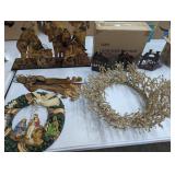 Large Christmas Box Lot, Wreaths, Nativity