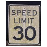 SPEED LIMIT 30 METAL TRAFFIC SIGN DISTRESSED BY