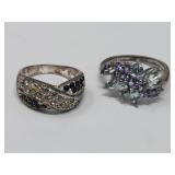 2 Sterling Silver Rings 925 Each Missing a Stone