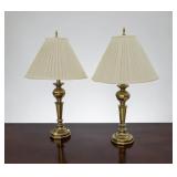 Vintage Solid Brass Table Lamp Pair