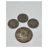 Indian Head Nickels & 40% Silver Kennedy Half