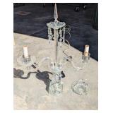 Vintage Crystal Candelabra Electric 2 Arm Lamp w/