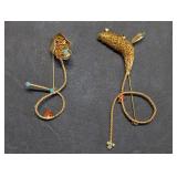 Gold Tone Wire Animal Brooches