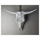 Chrome Finish Metal Bovine Horn Skull Wall