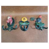 3 Cast Iron Coat Hooks