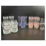 Vintage Fiesta Stripped Tumblers 4 Pink, 3 Blue,