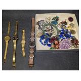 Vintage Costume Jewelry & Watches For Parts or