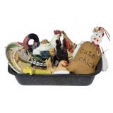 Chicken Decor in Enamelware Baking Pan